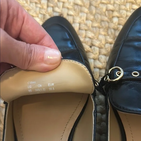 Coach Isabel Black Leather Loafers with Silver Hardware - Picture 5 of 8